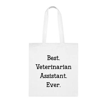 Imagem de Bolsa tote veterinário, bolsa de assistente veterinário, presente de assistente veterinário, bolsas reutilizáveis, assistente veterinário, ideia de presente de presente de cesta de Natal de aniversário, Branco