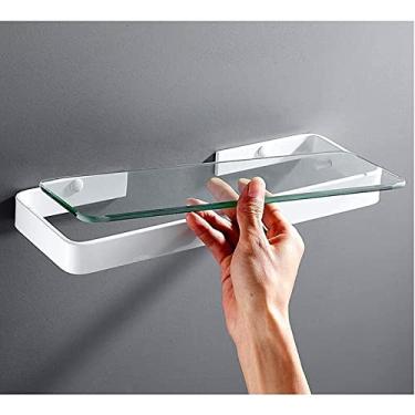 Imagem de ZTBH Divisor de banheiro 25 cm 35 cm 45 cm, prateleiras quadradas de vidro para banheiro, prateleira branca para banheiro, conjunto de ferragens para banheiro (cor : 45 cm)