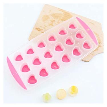 Imagem de Bandeja de cubo de gelo em forma de coração bandeja de cubo de gelo fabricação de ferramentas de fabricação de gelo de verão, moldes de silicone reutilizáveis para ferramentas de doces de geleia de chocolate molde de cubo de gelo (cor: rosa)