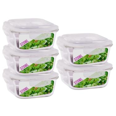 Imagem de Pote Pequeno Para Mantimento 320ml Vidro Tampa Não Vaza 5Un