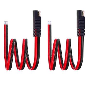 Imagem de OUQYLG Cabo conector SAE Cabo de extensão SAE 2 pinos SAE plugue único conector rápido plugue de desconexão SAE cabo de extensão automotivo para motocicleta, carro, trator - 1 pés/30 cm (pacote com 10 AWG-2)