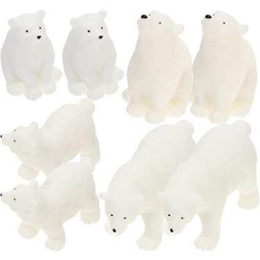 Imagem de TOYANDONA 8 Unidades Estátua De Animal Figuras De Animais De Natal Pequenas Estatuetas De Urso Estatuetas De Urso Para Artesanato Zero Ártico Mini Cartola Criança Pequena Resina Branco Vidro