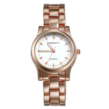 Imagem de Relógio feminino de quartzo japonês luminoso 3Atm à prova d'água pequeno pulseira pulseira pulseira relógio, Ouro rosa