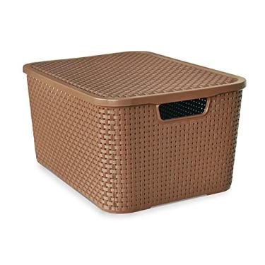 Imagem de Caixa Organizadora Rattan Marrom 15 Litros C/Tampa 25592 Arqplast