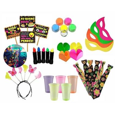 Imagem de Kit 247 Itens Festa Neon Balada Adereços E Copo E Forminha