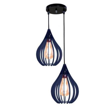 Imagem de Luminária Teto Lustre Pendente Balcão Cozinha Sala Duplo Cor:azul