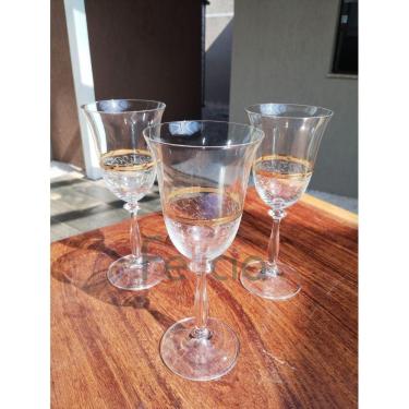 Imagem de Taça para Água Angela Dourada em Cristal Ecológico Gold Rim 350ml - Bohemia