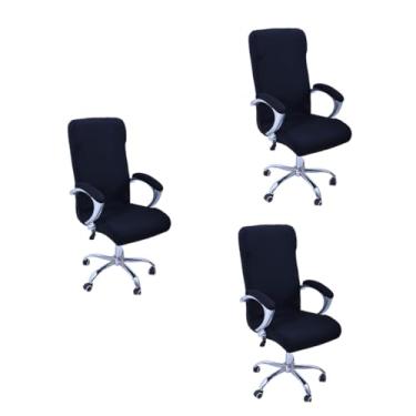 Imagem de IMIKEYA 3 peças capas de cadeira de escritório elásticas capa de toalha de cadeira de escritório capa de cadeira rotativa capa de cadeira de mesa capas de cadeira pretas universal cadeira giratória de