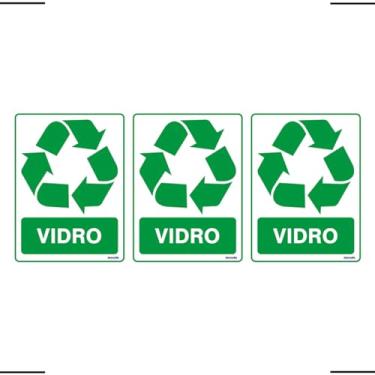 Imagem de Combo 3 Adesivos De Sinalização Lixo Vidro 15x20 Ekomunike - S-242 F9e