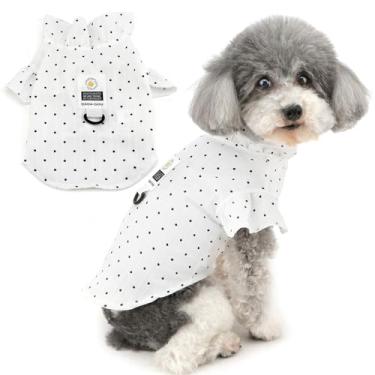Imagem de Zunea Camisetas de verão para cães pequenos, roupas de cachorro, camiseta com anel de trela, bolinhas, manga com babados, camiseta macia, respirável, básica, brinquedo para cachorro, poodle, roupas