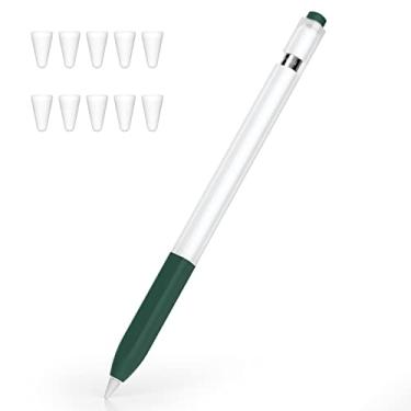 Imagem de Joosko Compatível com Apple Pencil 1ª geração, capa de silicone antiderrapante, [com 10 capas de ponta de silicone] para Apple Pencil 1ª geração (verde meia-noite)