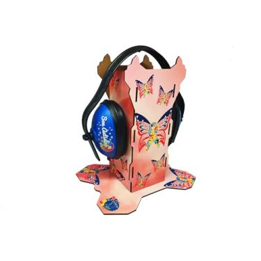 Imagem de Suporte para Abafador de Ruidos Borboletas Rosas com Abafador Azul