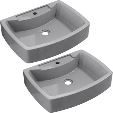 Imagem de Kit 02 Cubas De Apoio Banheiro Lavabo C01 Rt50 Cinza