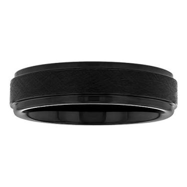 Imagem de Steel Nation Jewelry Pulseiras masculinas contemporâneas de carboneto de tântalo de 6 mm - escolha de designs com bordas de degrau, Metal, Sem pedra preciosa