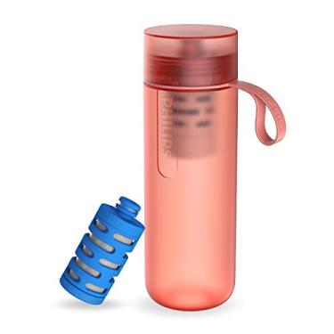 Imagem de Philips Garrafa de Água GoZero Active, AWP2712RDR, rosa, estilo squeeze, capacidade 590 ml e Filtro Fitness AWP286/AWP287