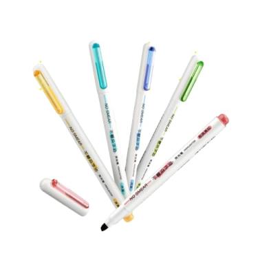 Imagem de Joucien Marcador manual de estudante, 5 peças, marca-texto de secagem rápida sem manchas - vermelho escuro