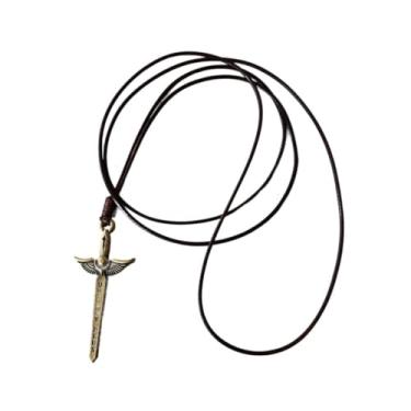 Imagem de Colar Cruz Espada de São Miguel Arcanjo em Metal Envelhecido