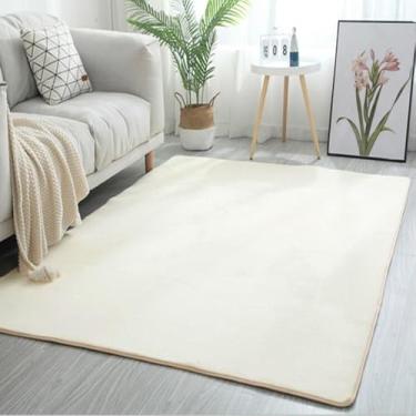 Imagem de Tapete da sala de estar de lã coral, sofá, mesa de centro, quarto, antiderrapante, à prova de som, tapete cinza, varanda, janela de sacada, bege, 120 x 200 cm (47 x 78,7 pol.)