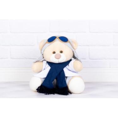 Imagem de Pelúcia de Urso Aviador Classico Tedde 15 cm (BRANCO CINZA MARINHO)