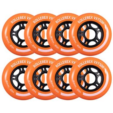 Imagem de Rodas de skate Rollerex VXT500 em linha (pacote com 8), Sunrise Orange, 72mm