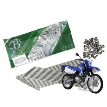 Imagem de Jogo de Raios Aço Inox Polido 4mm Bace Dianteiro e Traseiro Xtz Lander