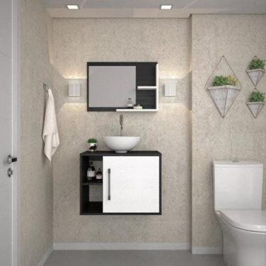 Imagem de Conjunto para Banheiro Gabinete com Cuba Redonda R30 e Espelheira Laur