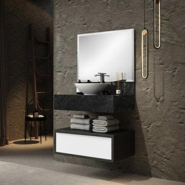 Imagem de Bancada em Porcelanato para Banheiro 80cm Max para Cuba de Apoio - Blu