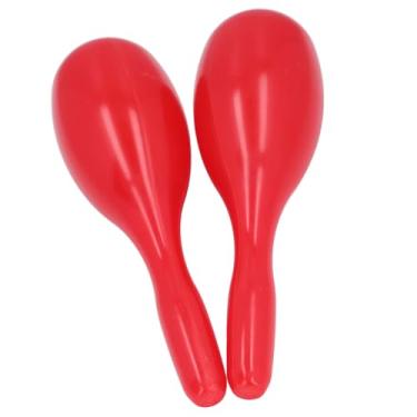 Imagem de 2 Unidades de Música Maracas Em Formato Oval de Plástico Chocalhos de Percussão Feitos Com Corpo ABS e Alça para Festa KTV (Vermelho)