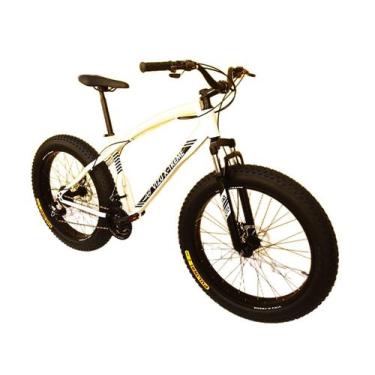 Imagem de Bicicleta Fat Bike Aro 26 Vizu X-Treme 21v Suspensão, Branco, Preto