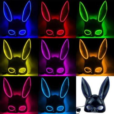 Imagem de Máscara Coelho Halloween Preto Com Led Fantasia Cosplay - Fantasias Ca