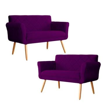 Imagem de Kit 02 Sofás Isabela Veludo Cores - DS Estofados, Roxo