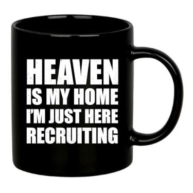 Imagem de Heaven Is My Home I'm Just Here Recruiting Funny Christian Gifts for Women Men Pastor Gifts from Churchmate Minister Novelty Drinkware Ceramic Mug 325 ml Preto