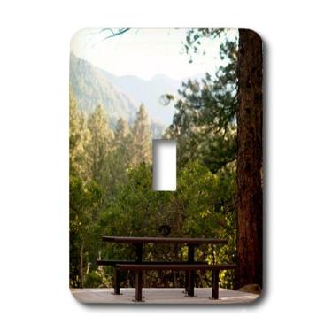 Imagem de 3dRose lsp_64302_1 Mesa de piquenique com árvores à distância em uma placa de cimento interruptor único