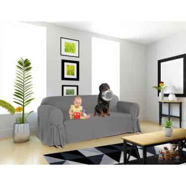 Imagem de Capa para Sofá de 4 Lugares em Brim Sarja 100% Algodão Luxuosa Confort