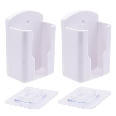 Imagem de RUIAN 2 suportes de controle remoto modernos autoadesivos para montagem na parede, ar-condicionado, suportes de armazenamento de mídia, organizadores, brancos