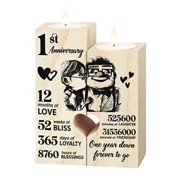 Imagem de Presentes de casamento de 1º aniversário para esposa, namorada, castiçal, presente romântico de aniversário de casamento de 1º ano para esposa e marido, presentes para namorada, namorado, um ano para