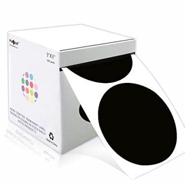 Imagem de PARLAIM Adesivos redondos permanentes de 7,6 cm coloridos, adesivos de ponto de bacalhau coloridos, 500 por caixa dispensadora, rolo de pontos de rotulagem, adesivos circulares de inventário (preto)