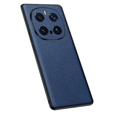 Imagem de HAO RIYLN Capa de couro genuíno para Honor Magic 7 Pro/7, proteção total para lentes luxuosas, capa de telefone fina para mulheres e homens, azul, 7