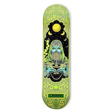 Imagem de Califari Deck de skate Lanterna Verde - Deck de madeira de bordo de 81 cm com decoração de arte Califari - Pronto para montagem na parede ou apenas adicionar caminhões e rodas