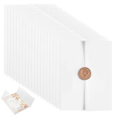 Imagem de Pacote com 140 jaquetas de veludo para convites de 14 x 17 cm, papel de veludo pré-dobrado da ZYNERY para convites, envelopes de papel transparente de veludo para convites de casamento – Papel translúcido para convite de aniversário