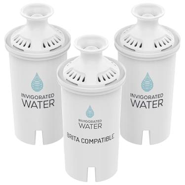 Imagem de Filtro de substituição Brita revigorado Living, pacote com 3, filtros de água alcalinos para jarras Brita, livre de BPA, remove cobre, cloro, metais pesados, 40 galões/filtro de longa vida útil