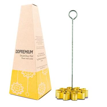 Imagem de Dok Jok Forma de latão para sobremesas tailandesas - Molde de biscoito de flor de lótus com alça (10 cm de diâmetro da DDPremium)