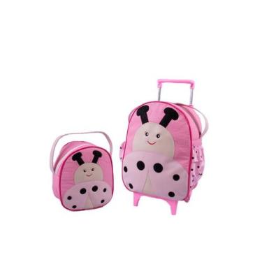 Imagem de Kit Mochila De Carrinho Infantil Bichinho G + Lancheira - Suporte Lanc