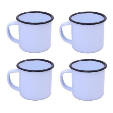 Imagem de Caneca Esmaltada Retro 350ml Branca Vintage Jogo 4 Unidades - Art Hous