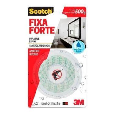 Imagem de Fita dupla face fixa forte banheiro 24mmx1m 500g - 3m