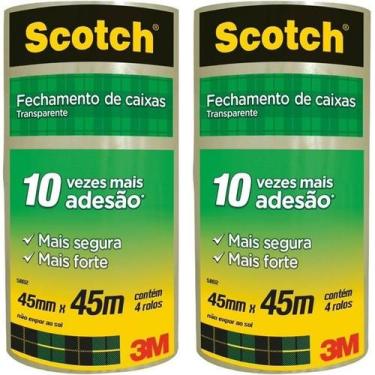Imagem de Kit 8 Fitas de Empacotamento 3M SCOTCH 5802 45MM X 45M