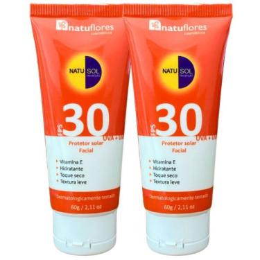 Imagem de PROTETOR SOLAR FACIAL FPS 30 NATUSOL 60g NATUFLORES Kit 2un
