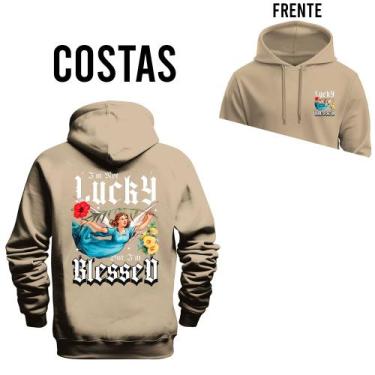 Imagem de Moletom Algodão Canguru Com Bolso e Capuz Aconchegante Lucky Blessed -