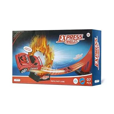 Imagem de Pista Express Wheels Fast Lane Com 1 Carrinho E 7 Peças Multikids - Br1020