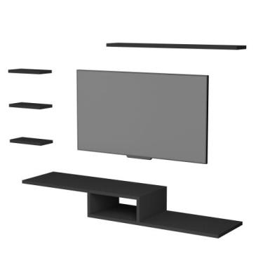 Imagem de Rack Suspenso 4 Prateleiras Mdf Nichos Organizador Branco - Bazar dos 